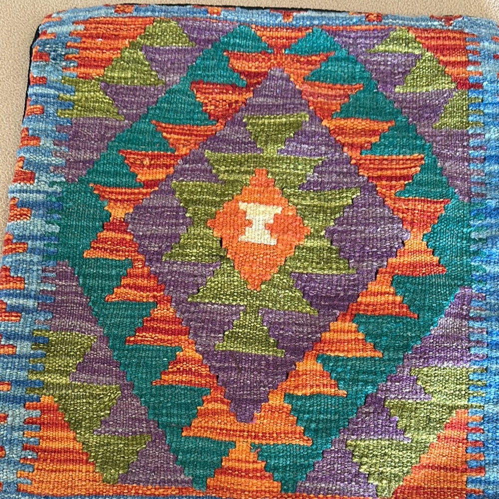 Colorful Geometric Patterned Textile wool Santa Fe pillow cover ( back zipper)